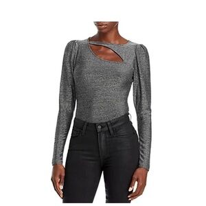 NWT N:Philanthropy Delia Black Sparkle Puff Sleeve Top sz S